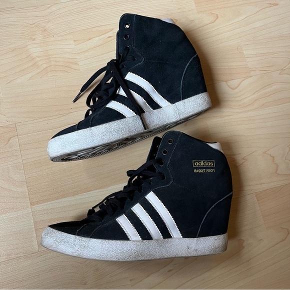 Addidas Basket Profile Wedge Heel Platform Size 9 Classice Three Stripe - Picture 2 of 6